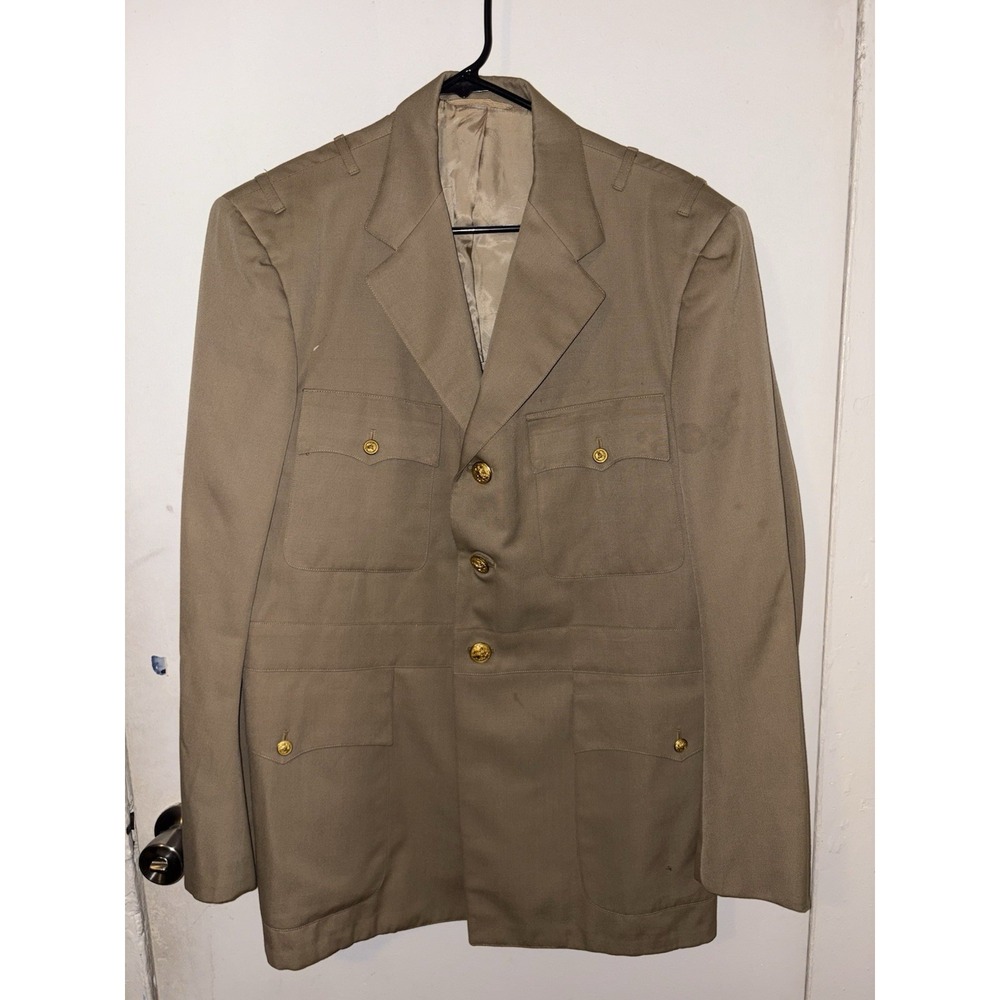 Vintage US Navy Officer Khaki Uniform Jacket Tunic Dacron Wool Size M 38R